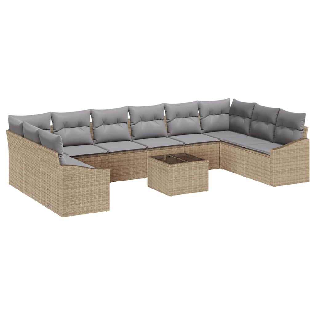 Set di divani con cuscino 11 pcs Beige polyrattan | homemem39