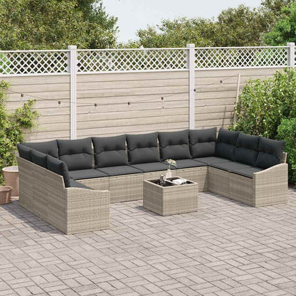 Set di divani con cuscino 11 pcs Grigio chiaro polyrattan | homemem39