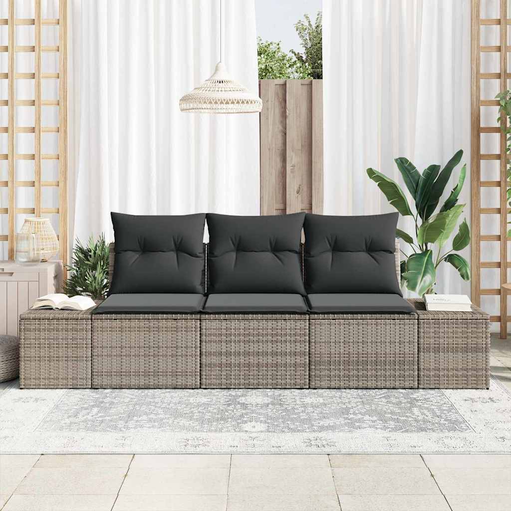 Set di divani con cuscino 3 pcs Grigio polyrattan | homemem39