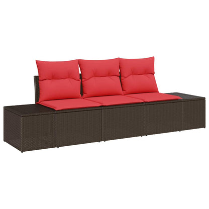 Set di divani con cuscino 3 pcs Marrone polyrattan | homemem39