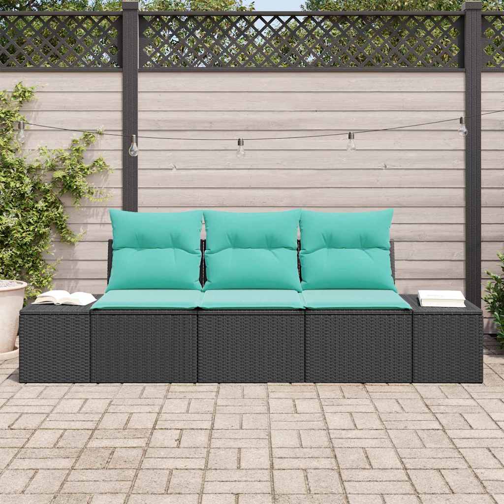 Set di divani 3 pz Nero polyrattan | homemem39