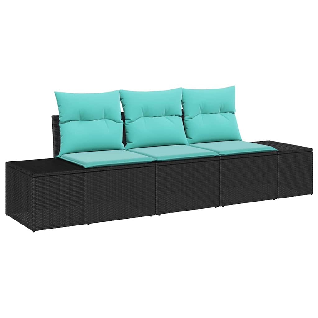 Set di divani 3 pz Nero polyrattan | homemem39
