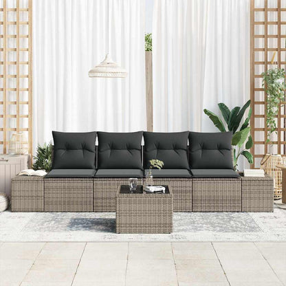 Set di divani con cuscino con cuscino 5 pcs Grigio polyrattan | homemem39