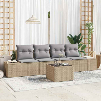 Set di divani 5 pcs Beige e Grigio Chiaro polyrattan | homemem39