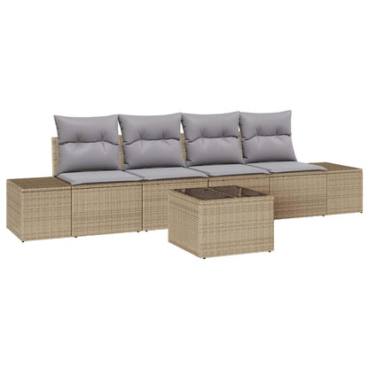 Set di divani 5 pcs Beige e Grigio Chiaro polyrattan | homemem39
