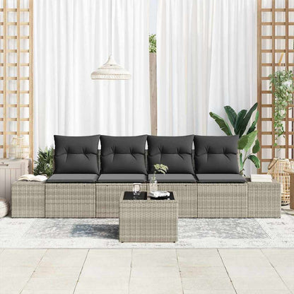 Set di divani con cuscino 5 pcs Grigio chiaro polyrattan | homemem39