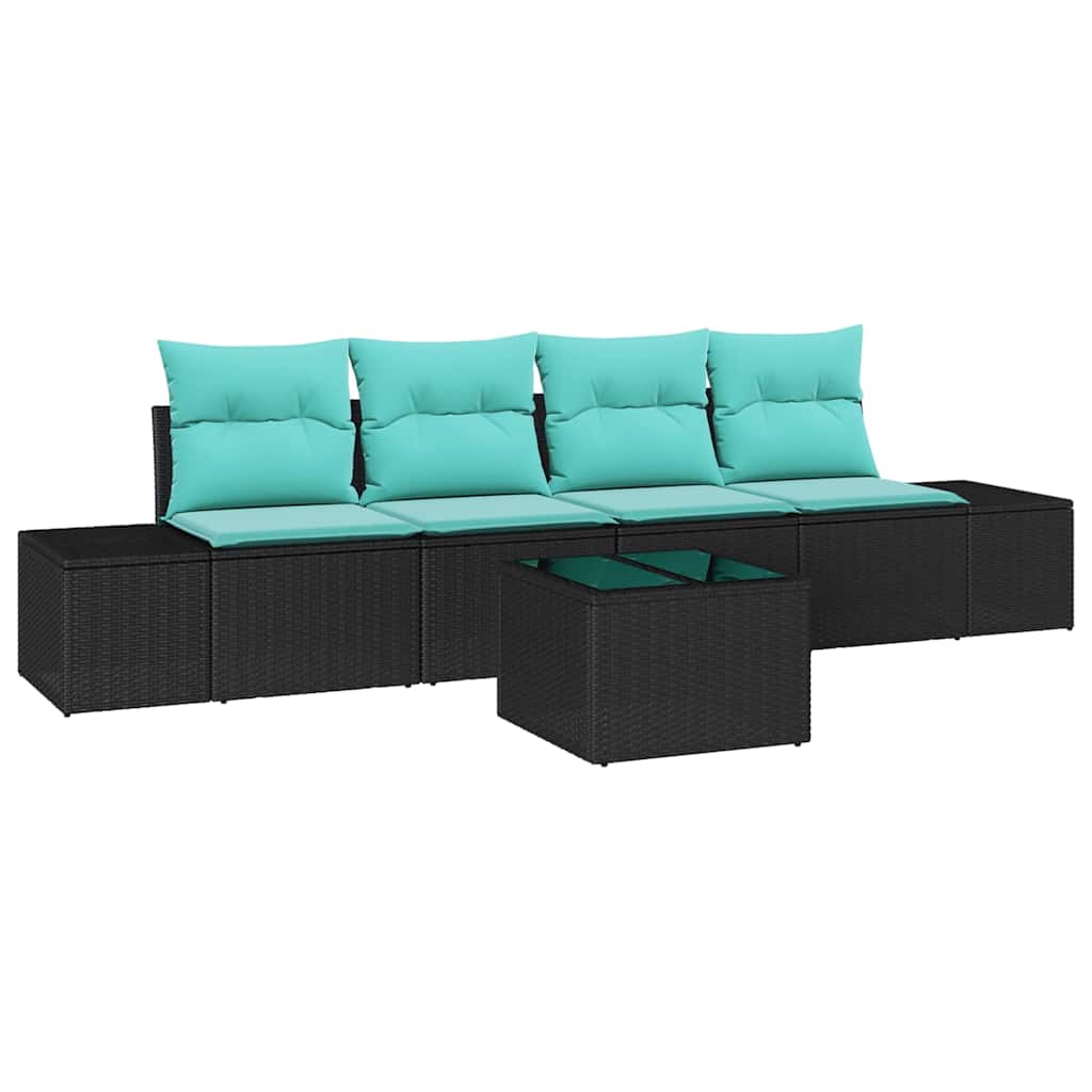 Set di divani 5 pz Nero polyrattan | homemem39