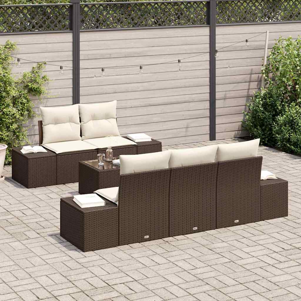 Set Divano da Giardino con cuscino Marrone polyrattan | homemem39
