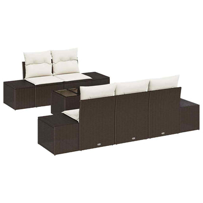 Set Divano da Giardino con cuscino Marrone polyrattan | homemem39