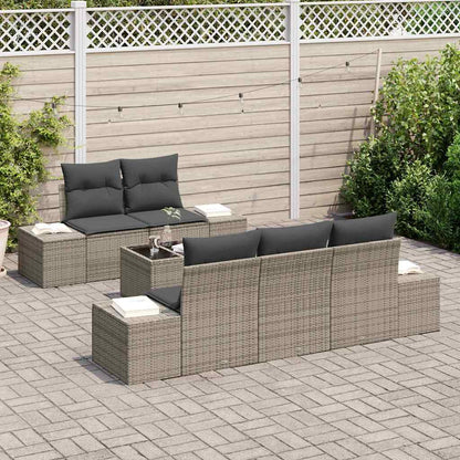 Set Divano da Giardino con cuscino 6 pcs Grigio polyrattan | homemem39