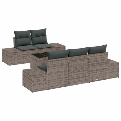 Set Divano da Giardino con cuscino 6 pcs Grigio polyrattan | homemem39