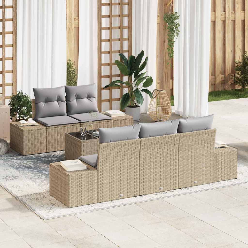 Set Divano da Giardino con cuscino Beige polyrattan | homemem39
