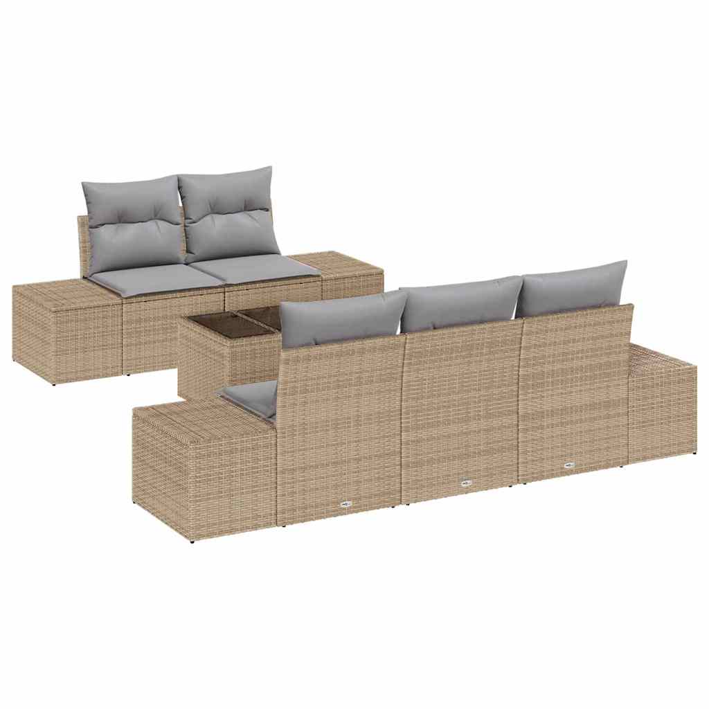 Set Divano da Giardino con cuscino Beige polyrattan | homemem39