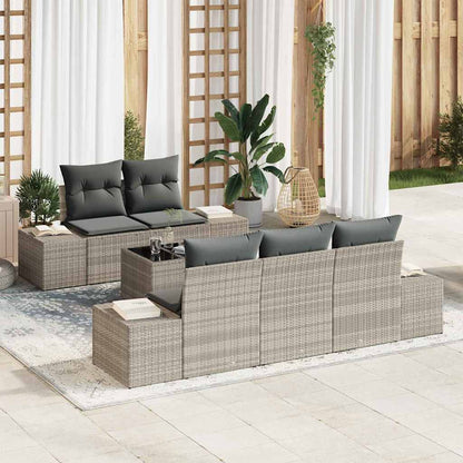 Set Divano da Giardino 6 pcs Grigio chiaro polyrattan | homemem39