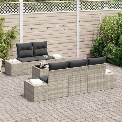 Set Divano da Giardino 6 pcs Grigio chiaro polyrattan | homemem39