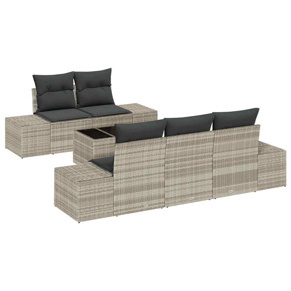 Set Divano da Giardino 6 pcs Grigio chiaro polyrattan | homemem39