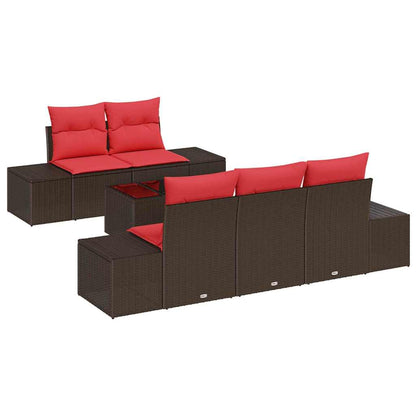 Set Divano da Giardino con cuscino 6 pcs Marrone polyrattan | homemem39