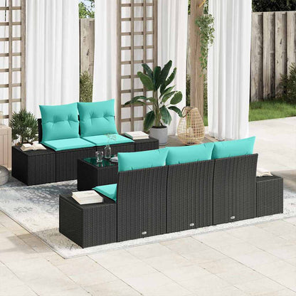 Set Divano da Giardino 6 pz Nero polyrattan | homemem39