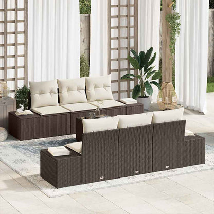 Set Divano da Giardino con cuscino 7 pcs Marrone polyrattan | homemem39