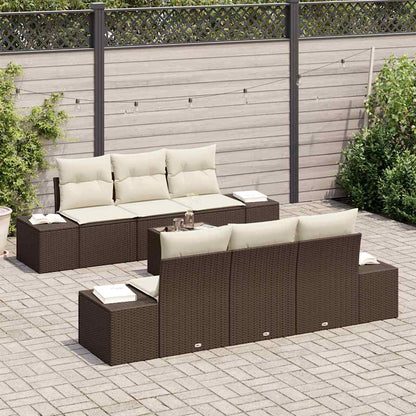 Set Divano da Giardino con cuscino 7 pcs Marrone polyrattan | homemem39