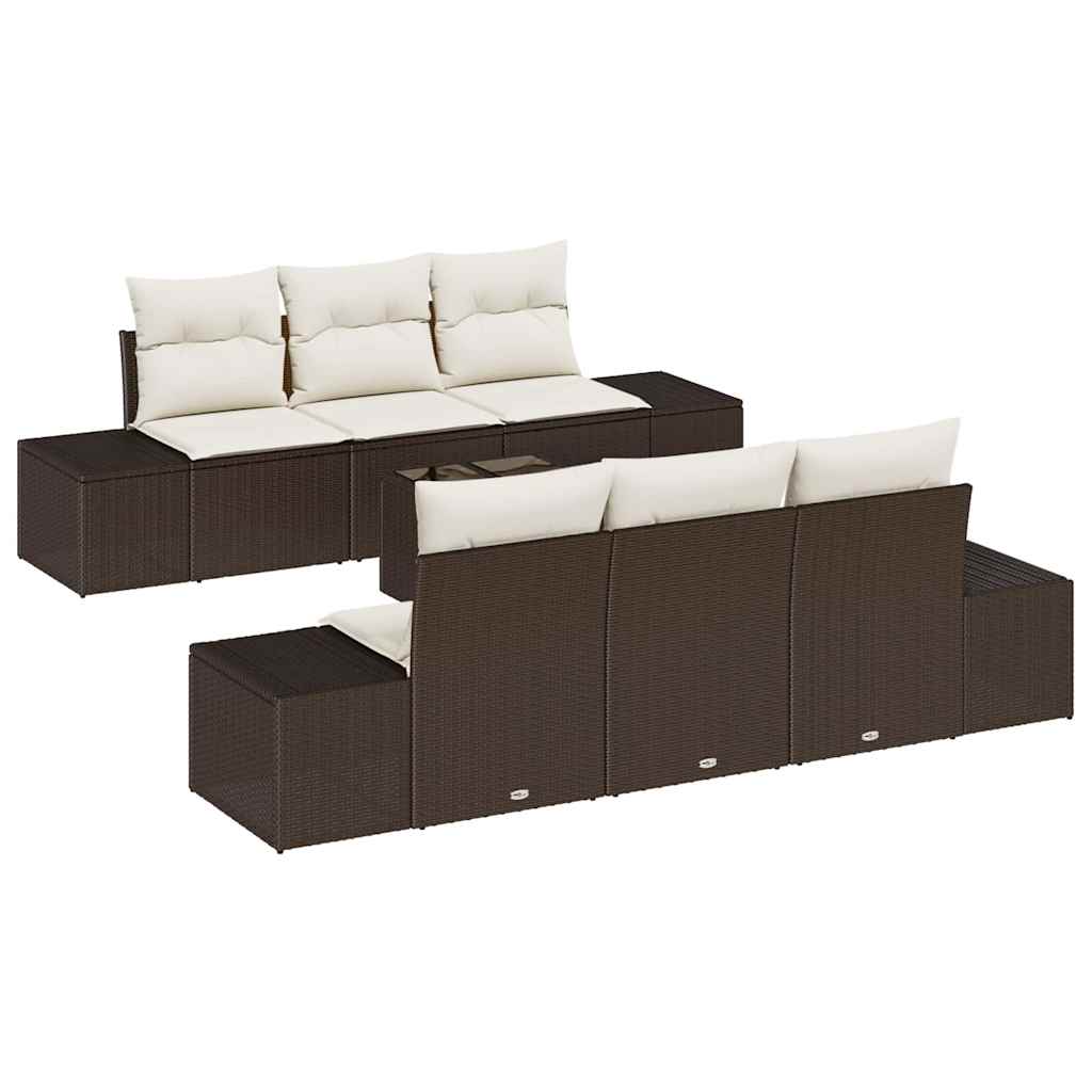 Set Divano da Giardino con cuscino 7 pcs Marrone polyrattan | homemem39