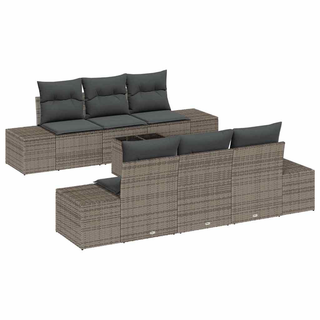Set Divano da Giardino con cuscino 7 pcs Grigio polyrattan | homemem39