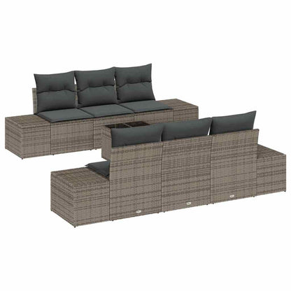 Set Divano da Giardino con cuscino 7 pcs Grigio polyrattan | homemem39