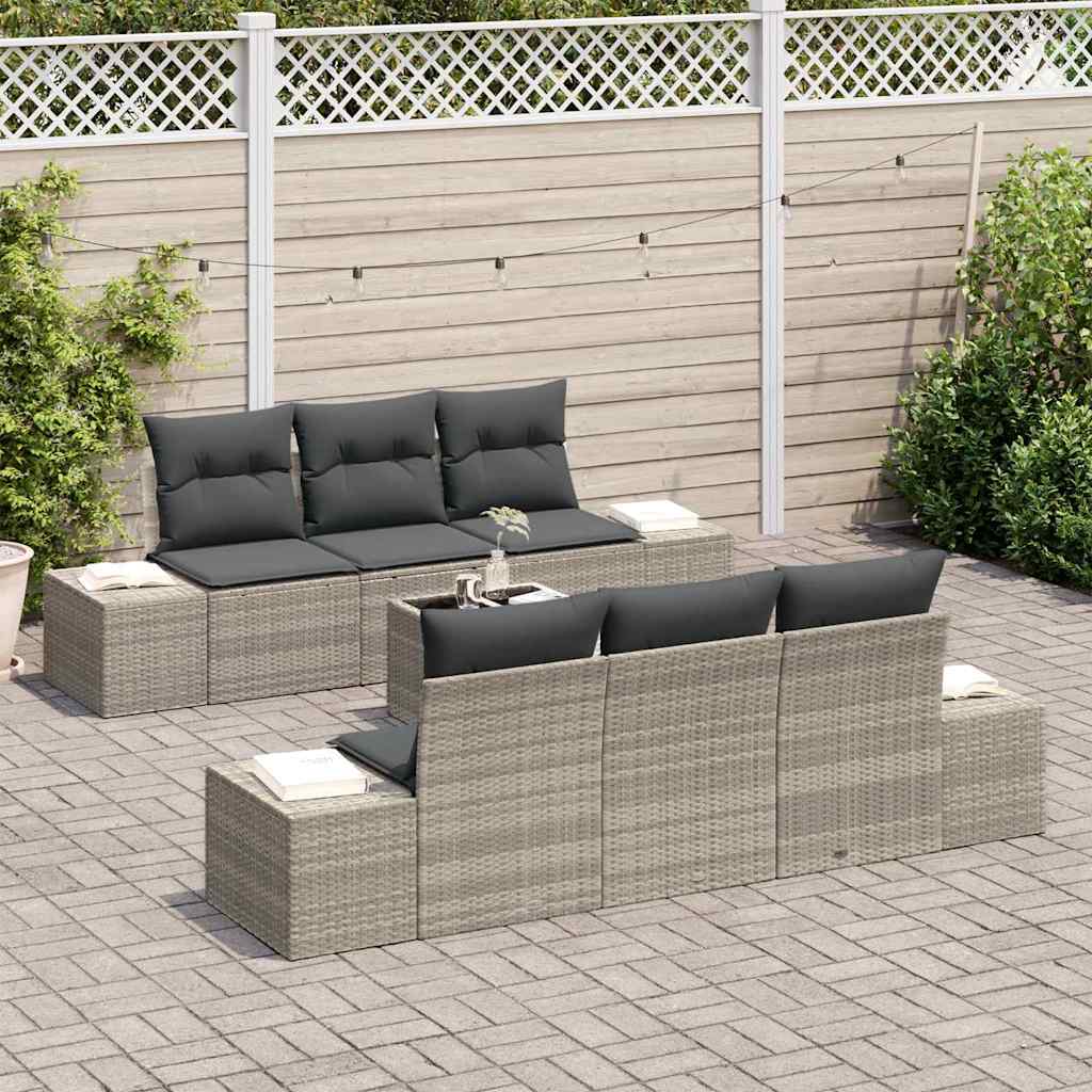 Set Divano da Giardino 7 pcs Grigio chiaro polyrattan