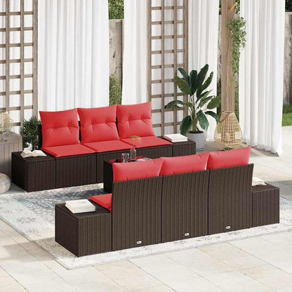 Set Divano da Giardino con cuscino 7 pcs Marrone polyrattan | homemem39
