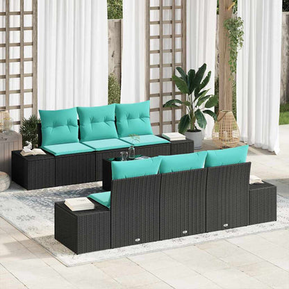 Set Divano da Giardino 7 pz Nero polyrattan | homemem39