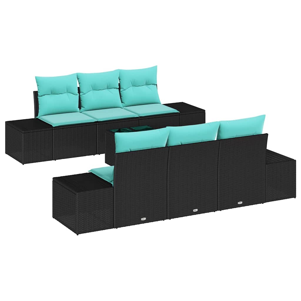 Set Divano da Giardino 7 pz Nero polyrattan | homemem39
