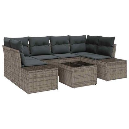 Set Divano da Giardino con cuscino 7 pcs Grigio polyrattan | homemem39