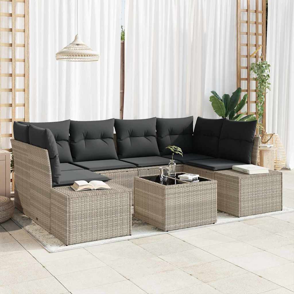 Set Divano da Giardino 7 pcs Grigio chiaro polyrattan | homemem39