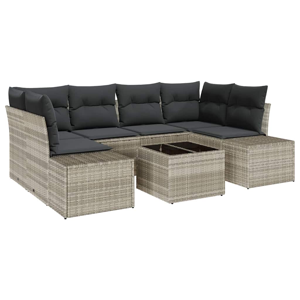 Set Divano da Giardino 7 pcs Grigio chiaro polyrattan | homemem39