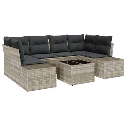 Set Divano da Giardino 7 pcs Grigio chiaro polyrattan | homemem39