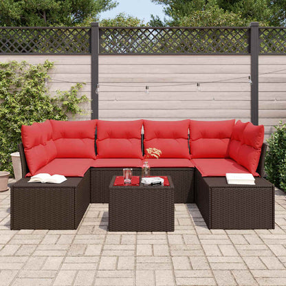 Set Divano da Giardino con cuscino 7 pcs Marrone polyrattan | homemem39