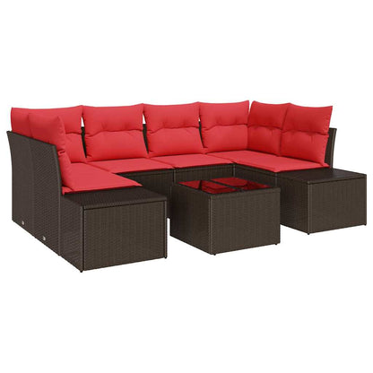 Set Divano da Giardino con cuscino 7 pcs Marrone polyrattan | homemem39