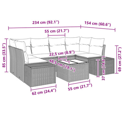 Set Divano da Giardino 7 pz Nero polyrattan | homemem39