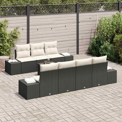 Set Divano da Giardino con cuscino 8 pcs Nero polyrattan | homemem39