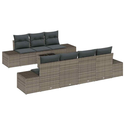 Set Divano da Giardino con cuscino 8 pcs Grigio polyrattan | homemem39