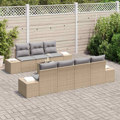 Set Divano da Giardino con cuscino 8 pcs Beige polyrattan | homemem39