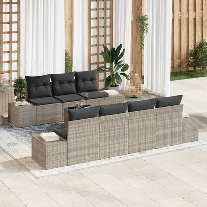 Set Divano da Giardino 8 pcs Grigio chiaro polyrattan | homemem39