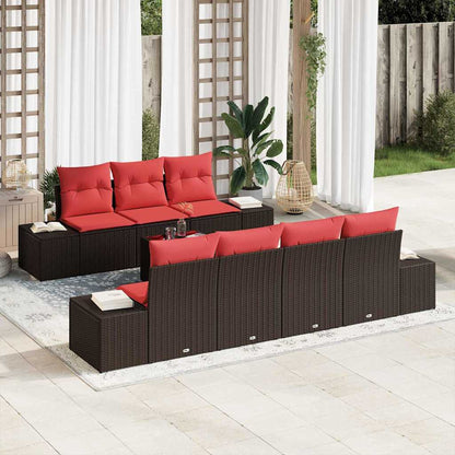 Set Divano da Giardino con cuscino 8 pcs Marrone polyrattan | homemem39