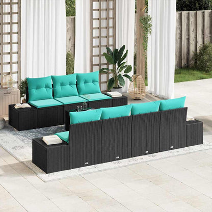 Set Divano da Giardino 8 pz Nero polyrattan | homemem39
