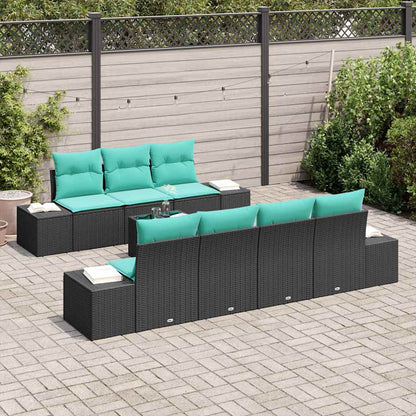 Set Divano da Giardino 8 pz Nero polyrattan | homemem39