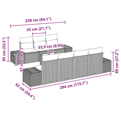 Set Divano da Giardino 8 pz Nero polyrattan | homemem39