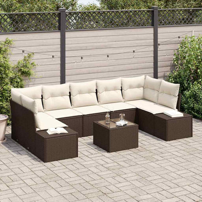 Set Divano da Giardino con cuscino 8 pcs Marrone polyrattan | homemem39