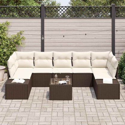 Set Divano da Giardino con cuscino 8 pcs Marrone polyrattan | homemem39