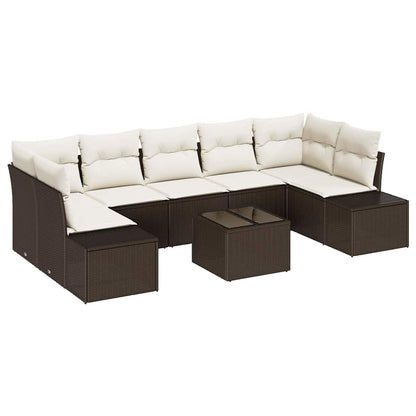 Set Divano da Giardino con cuscino 8 pcs Marrone polyrattan | homemem39