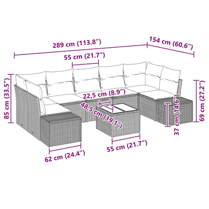 Set Divano da Giardino con cuscino 8 pcs Marrone polyrattan | homemem39